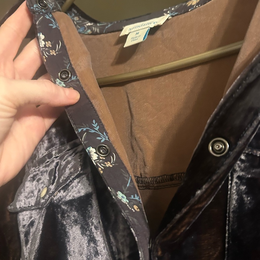 Sundance Women's Velvet Button Down Shirt - Dark Blue - Picture 4 of 6
